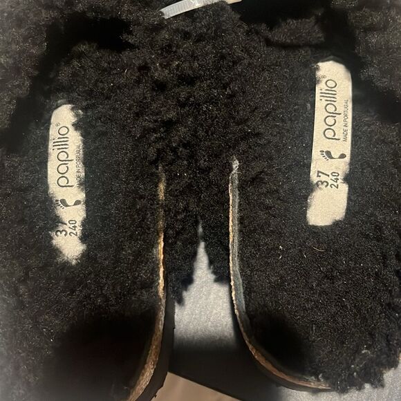 BIRKENSTOCK PAPILLIO Women Black Daytona Teddy Platform Sandal Slide 6/37 - Picture 8 of 9